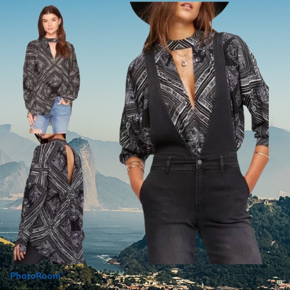 Free People Boho Walking on Dream Tunic Mock Neck